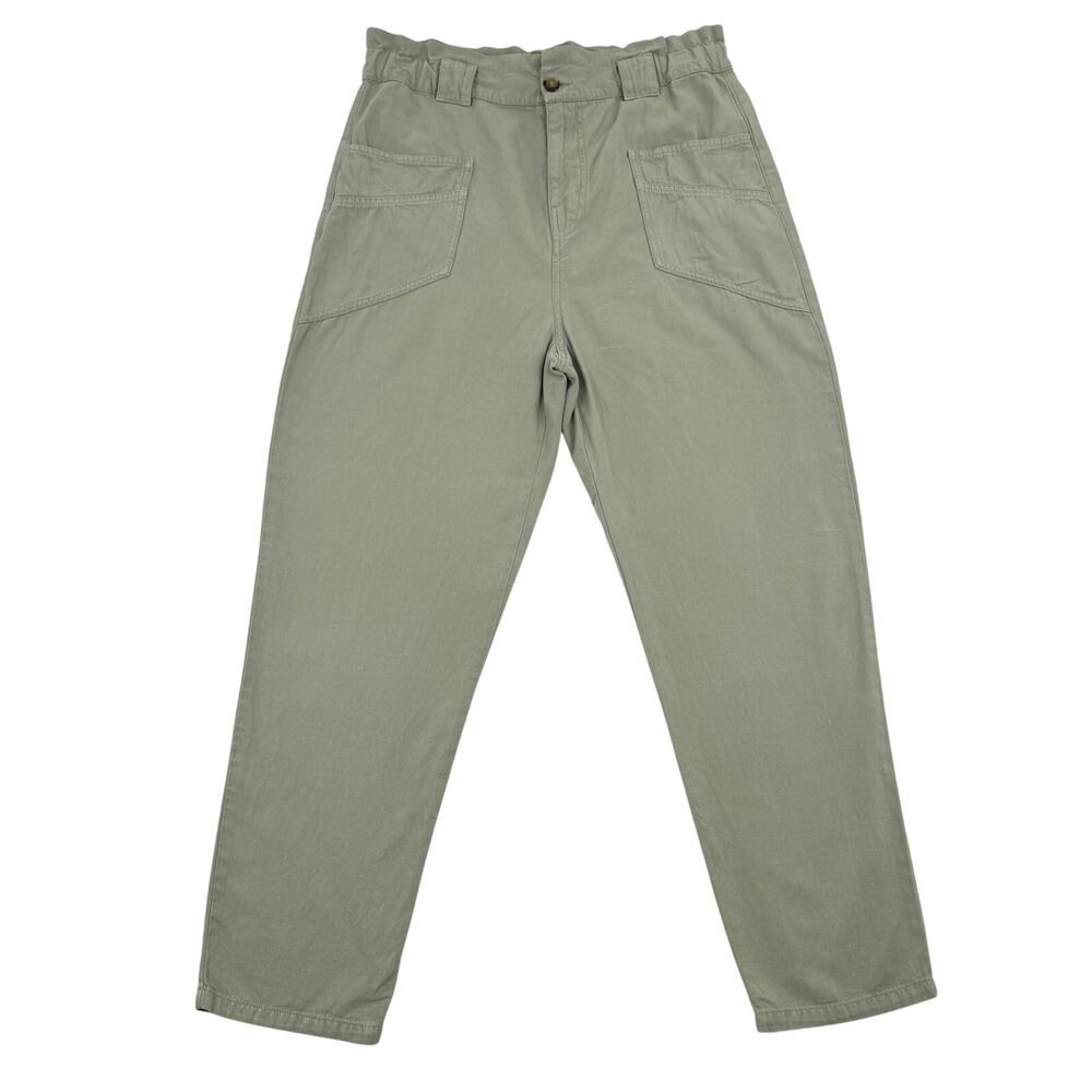 ba&sh Cotton Linen Utility Pants Relaxed Straight Leg Crop High Rise Paper Bag